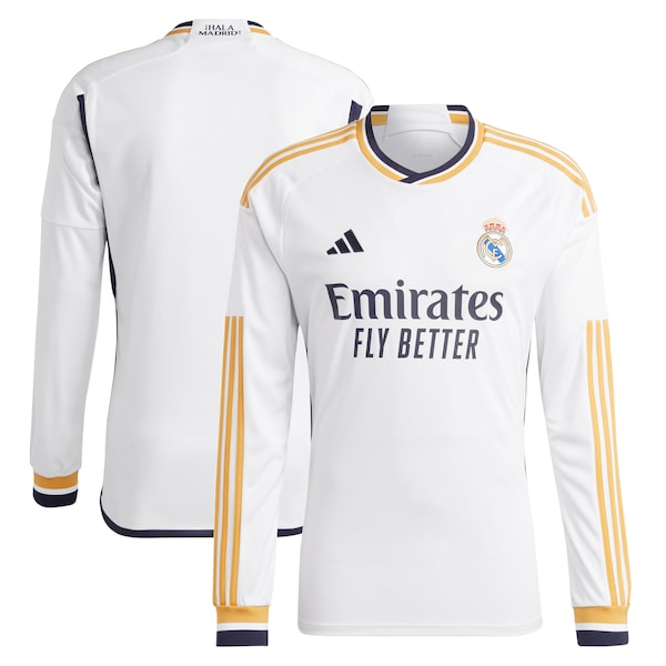Los Merengues adidas 2023/24 Home Replica Long Sleeve Jersey - White