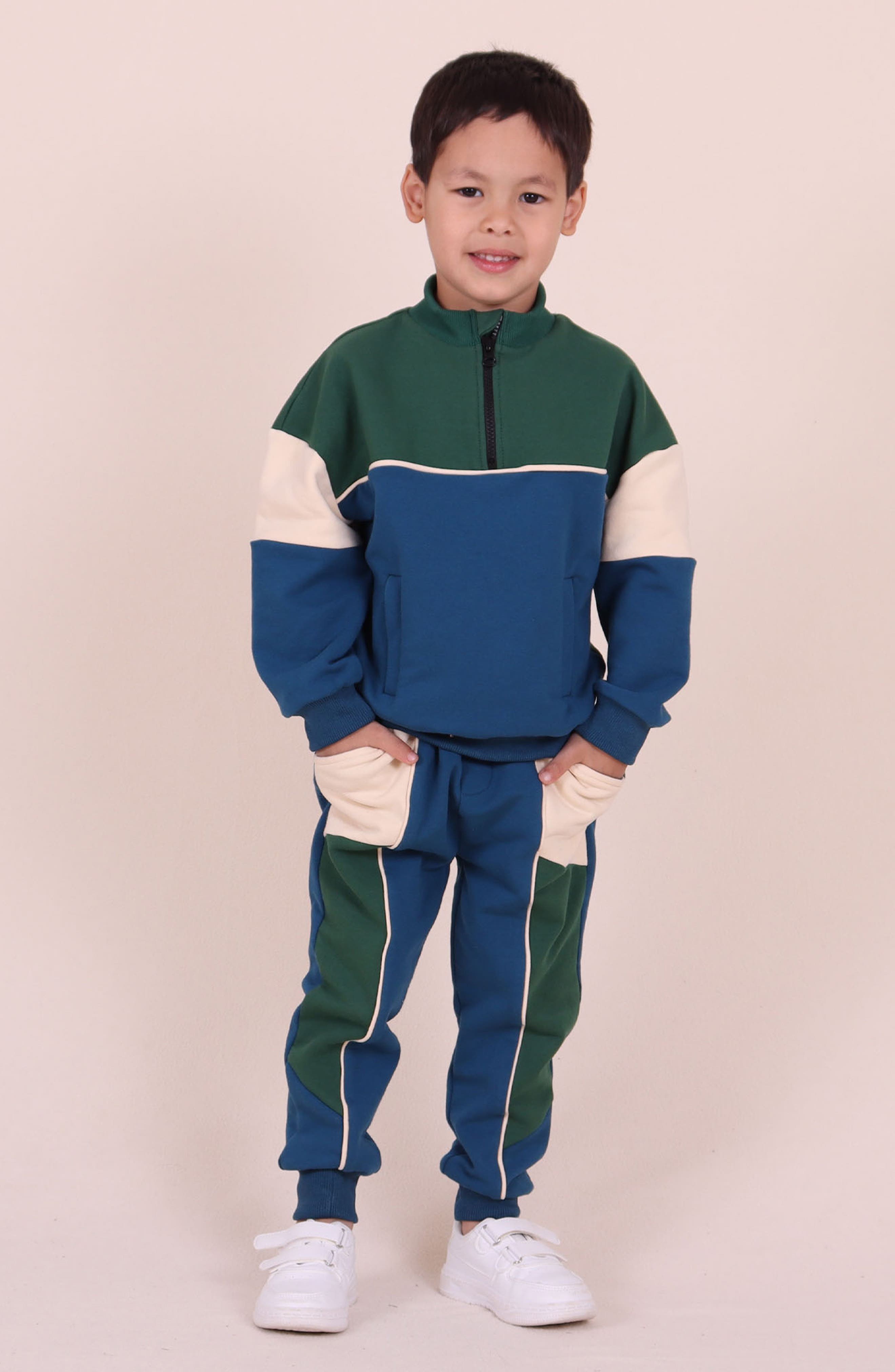 TINY TRIBE Kids' Colorblock Cotton Joggers