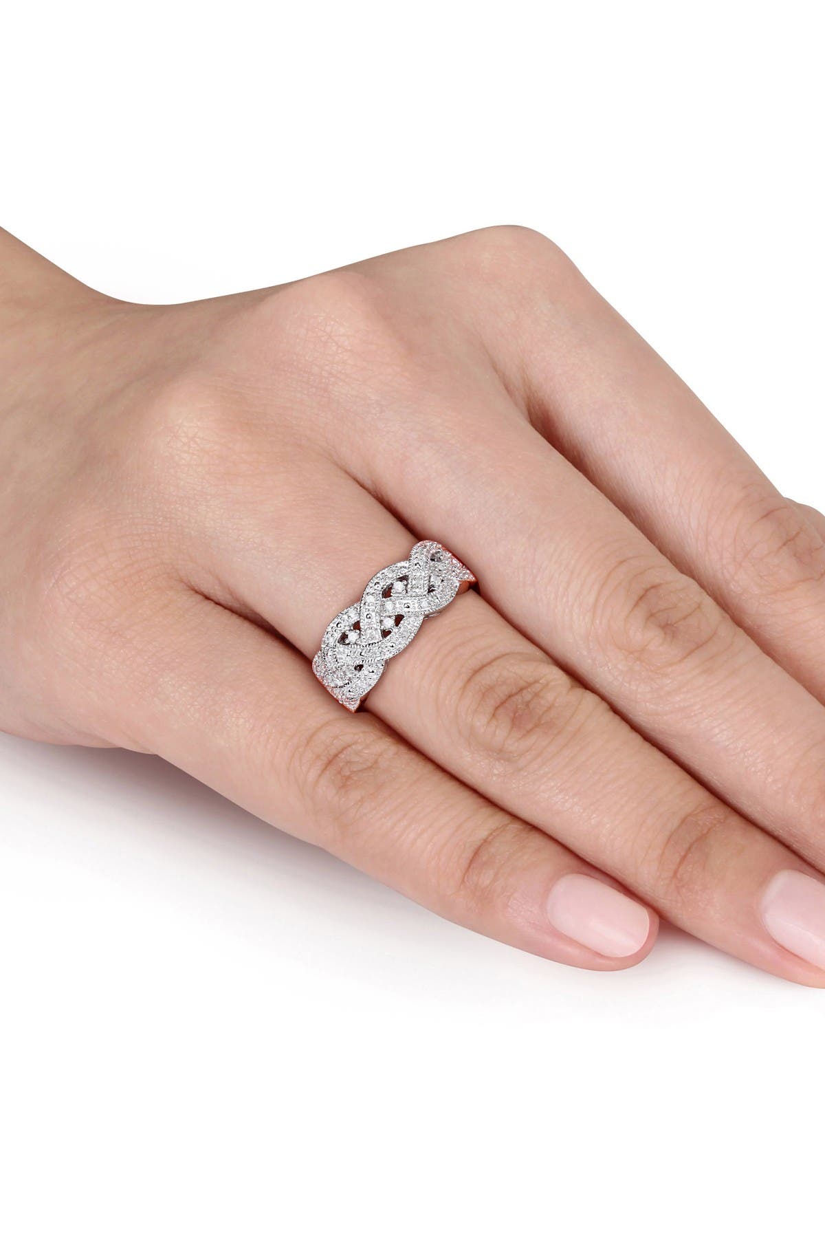 DELMAR Sterling Silver Diamond Woven Ring - 0.13ct.