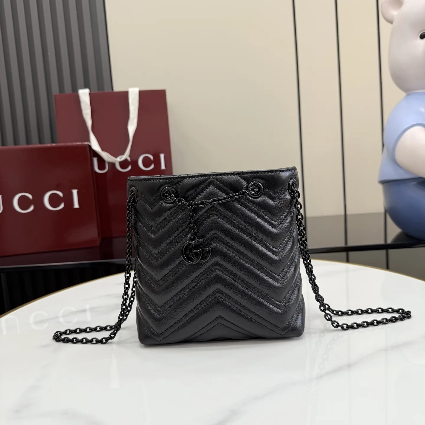 Gucci Marmont Black GG Supreme Canvas Bucket Bag product photo from LabelPicks