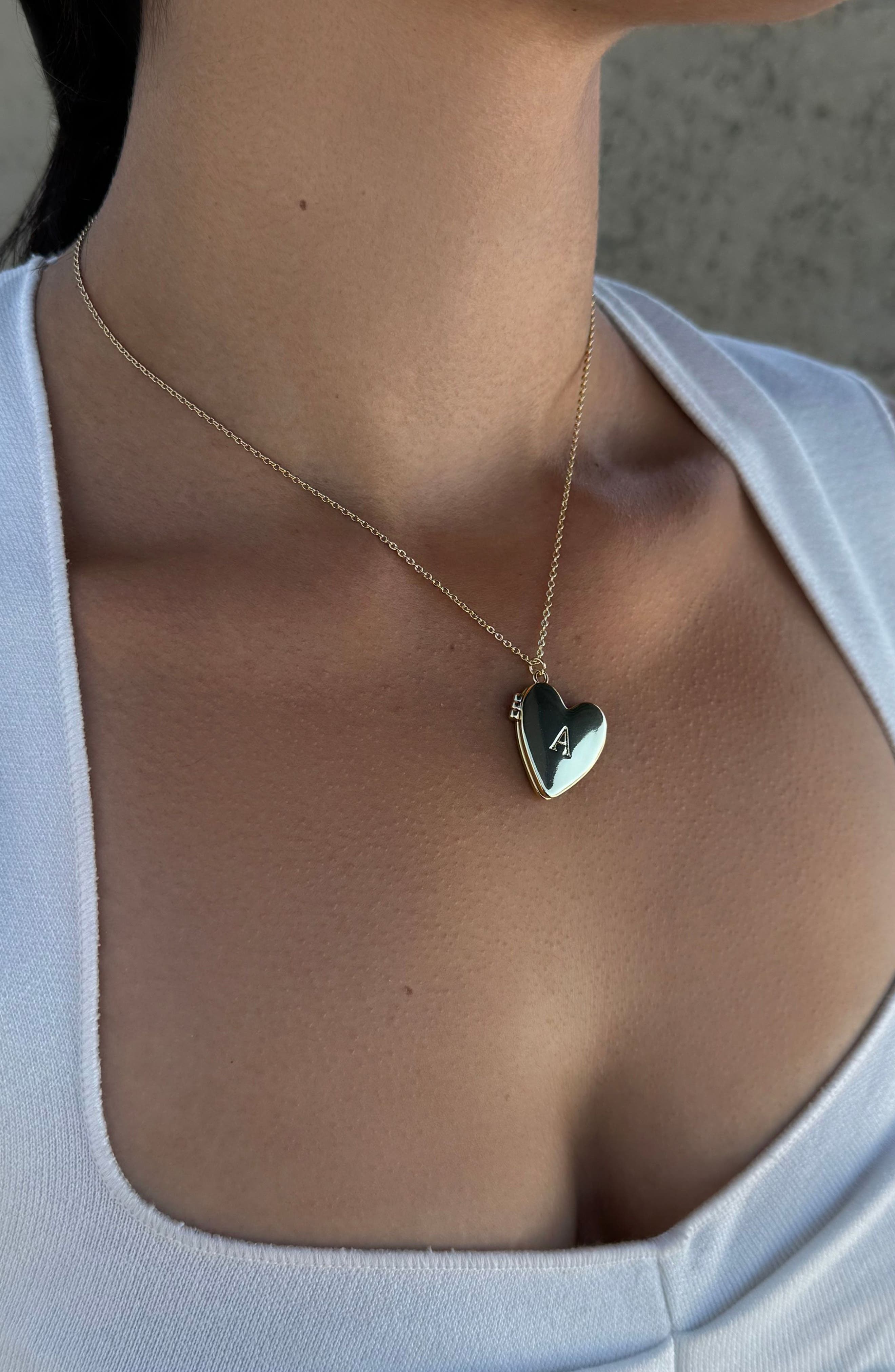 Adornia Initial Heart Locket Pendant Necklace