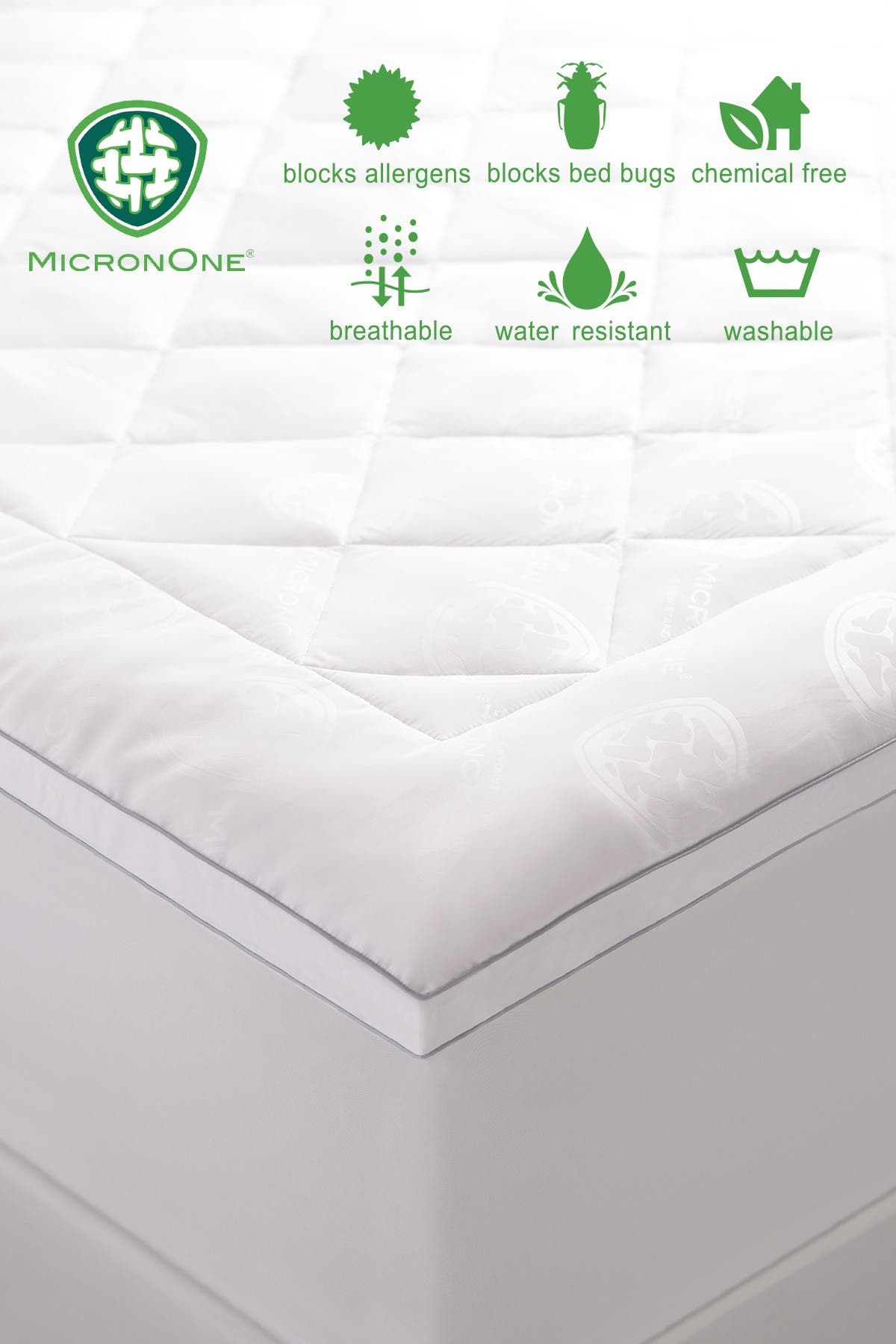 Allied Home Premium MicronOne Twin Allergen Barrier Memorry Fiber Mattress Pad