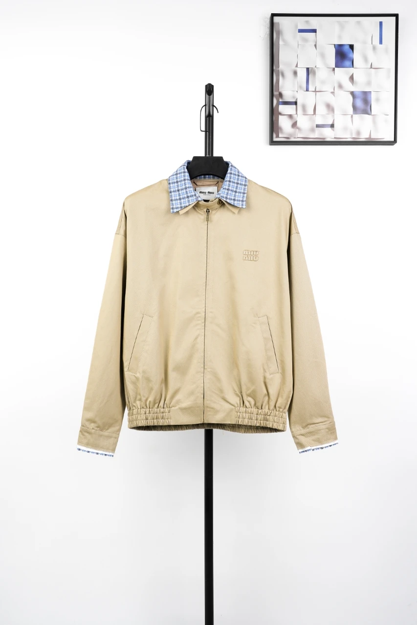 Miu Miu Beige Check Layered Effect Jacket product photo from LabelPicks