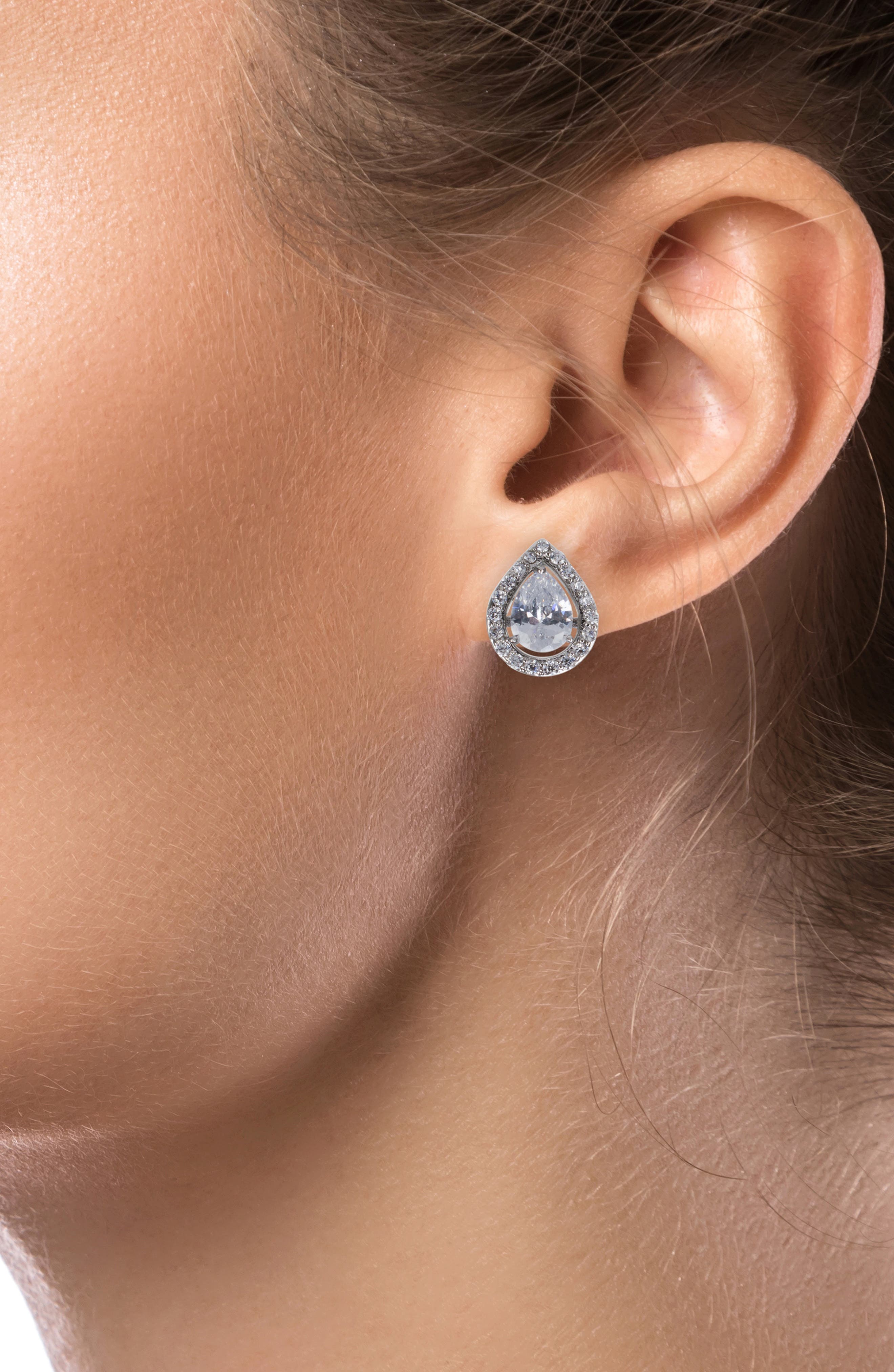 CZ by Kenneth Jay Lane Pear Cubic Zirconia Halo Stud Earrings