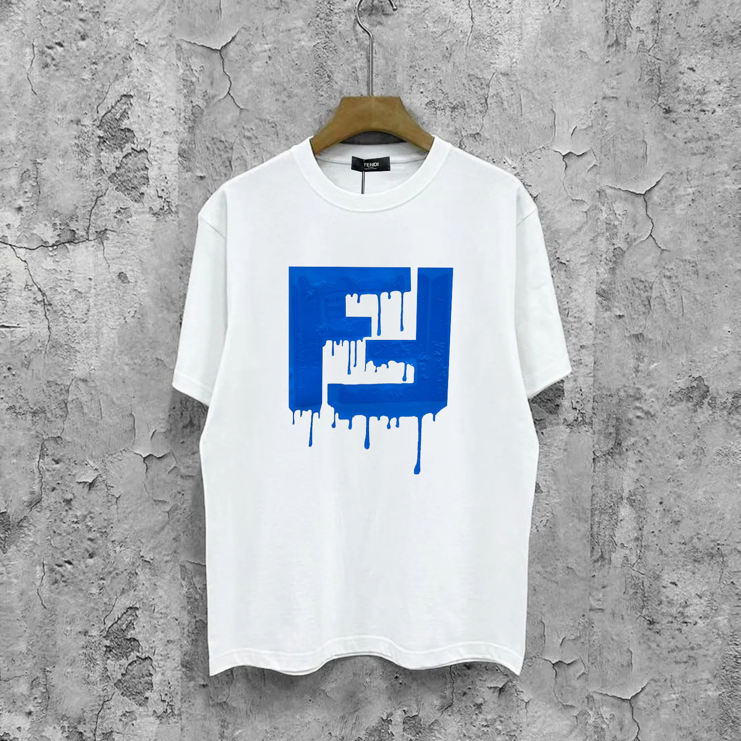 Letters Water Drop Print Round Neck T-Shirt