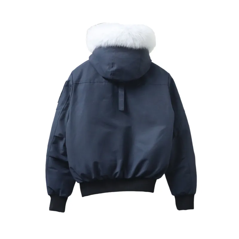 Moose Knuckles Men’s Balistic Bomber Zip-Up Fur Jacket Dark Blue