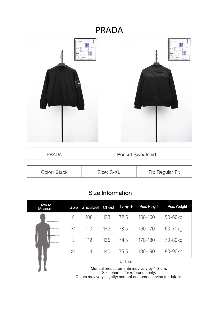 Prada Black Crewneck Sweatshirt with Utility Sleeve Pocket product photo from LabelPicks