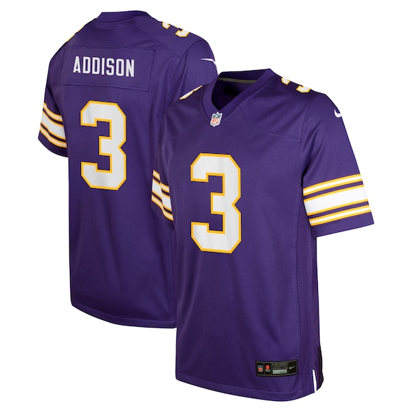 Jordan Addison Minnesota Vikings Nike Youth Alternate Player Game Jersey - Purple