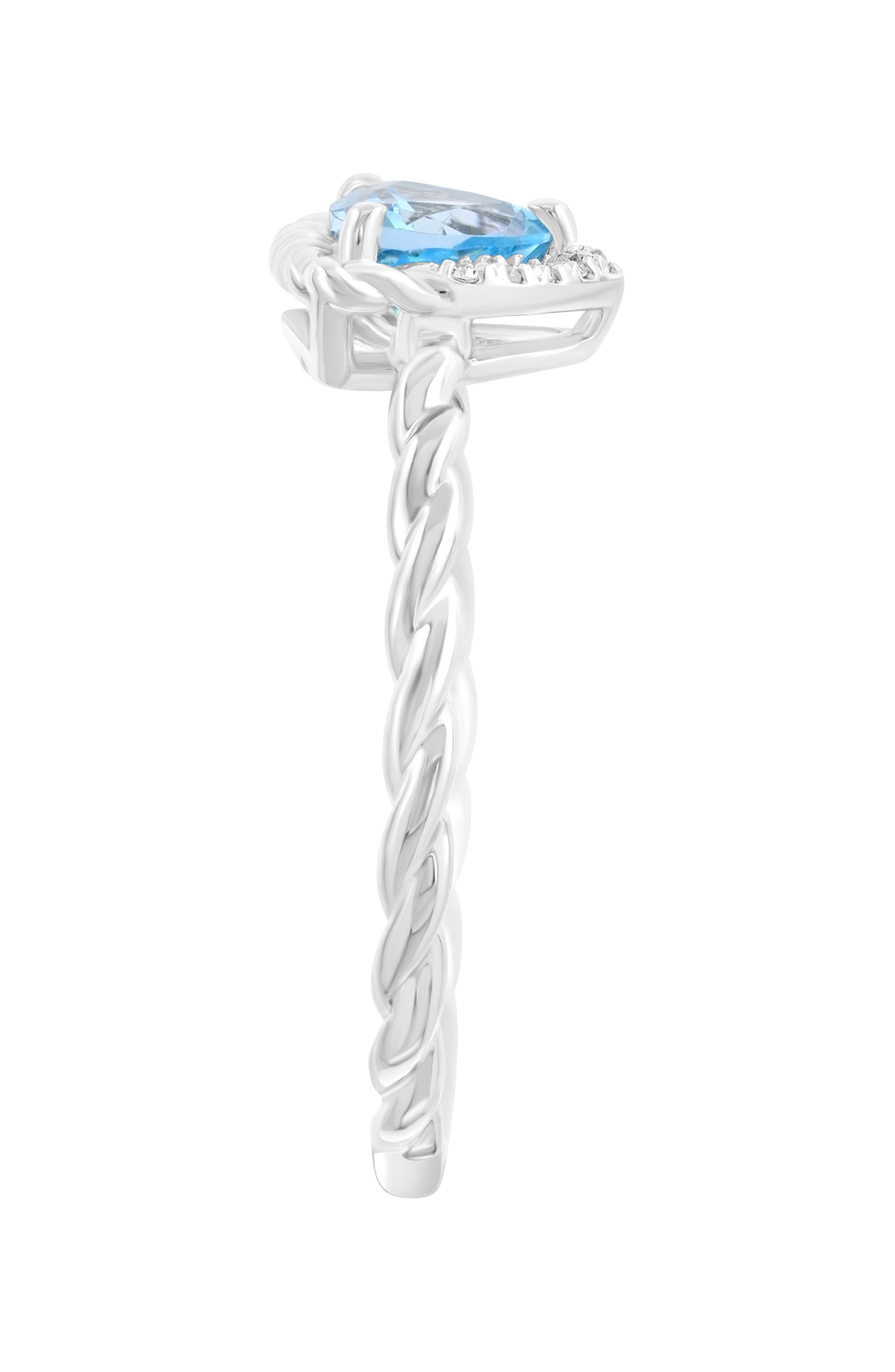 EFFY Sterling Silver Trillion Cut Blue Topaz & Diamond Ring