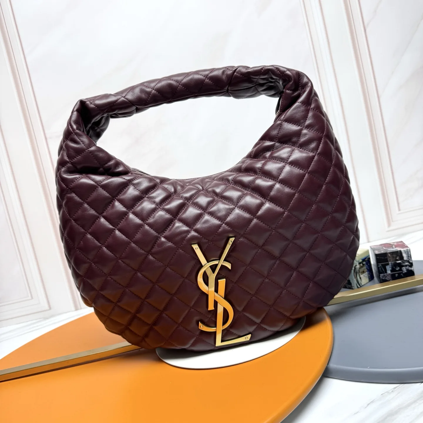 Saint Laurent Burgundy Icare Lambskin Hobo Bag product photo from LabelPicks