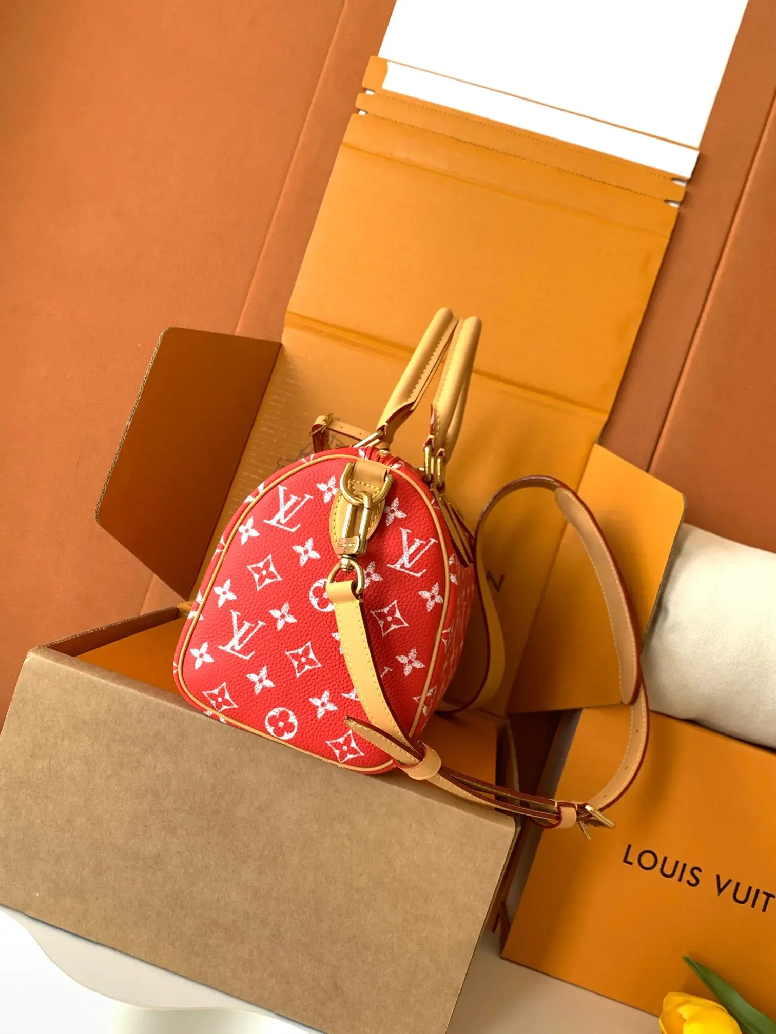 Louis Vuitton Red Calfskin Top Handle Bag product photo from LabelPicks
