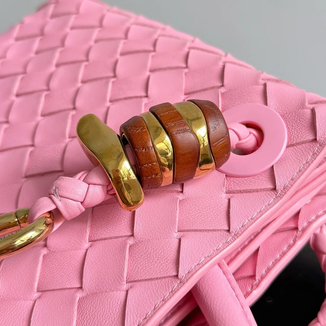Bottega Veneta Pink Andiamo Intrecciato Woven Leather Top Handle Bag product photo from LabelPicks