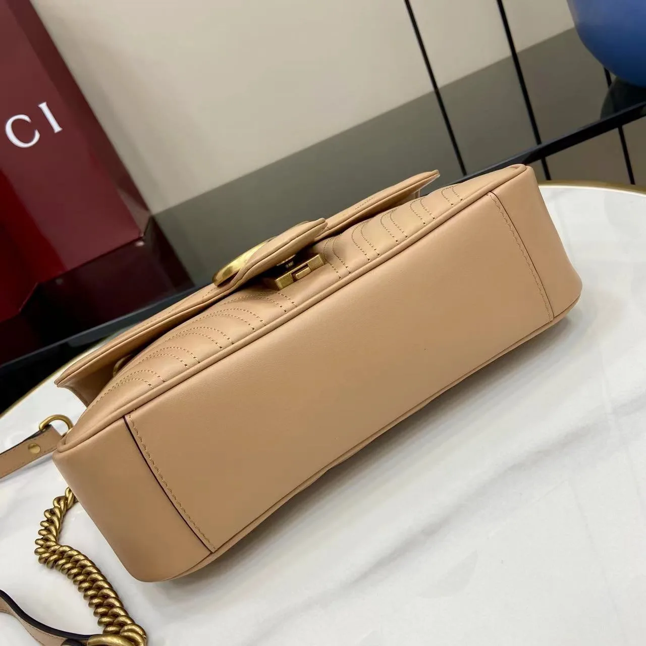 Gucci Marmont Beige GG Supreme Canvas Shoulder Bag product photo from LabelPicks