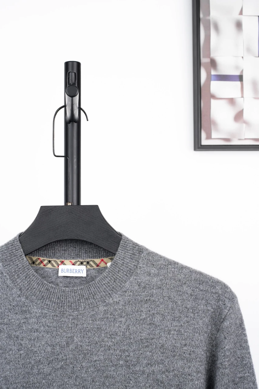 Burberry Grey Check Equestrian Knight Crewneck Sweater product photo from LabelPicks