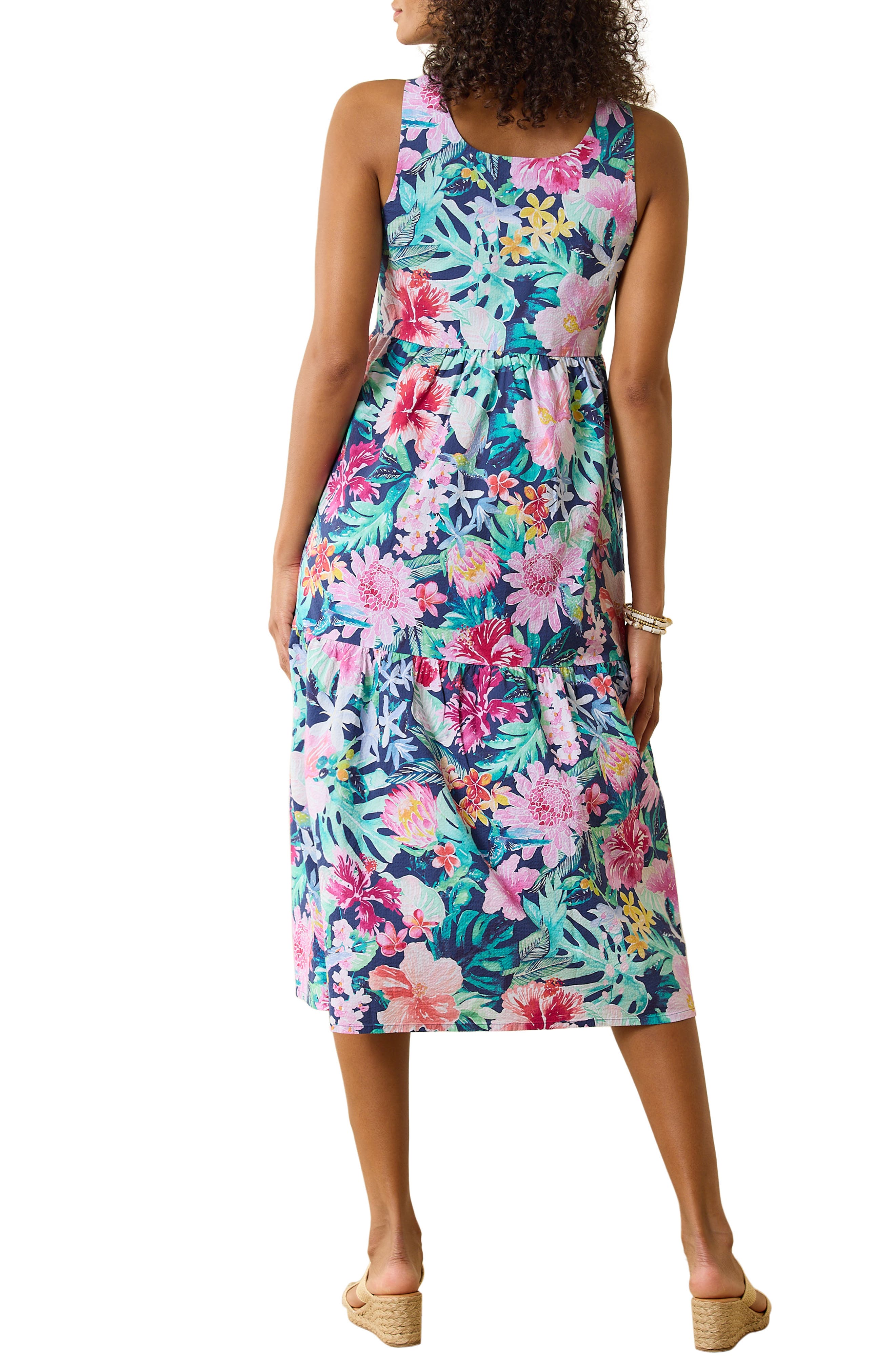 Tommy Bahama Perfectly Paradise Floral Stretch Cotton Midi Dress