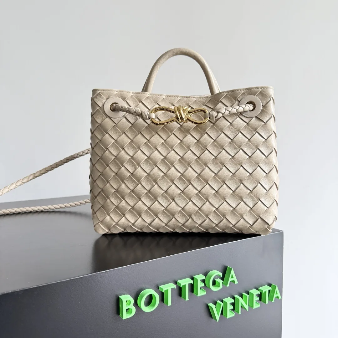 Bottega Veneta Andiamo White Intrecciato Woven Leather Top Handle Bag product photo from LabelPicks