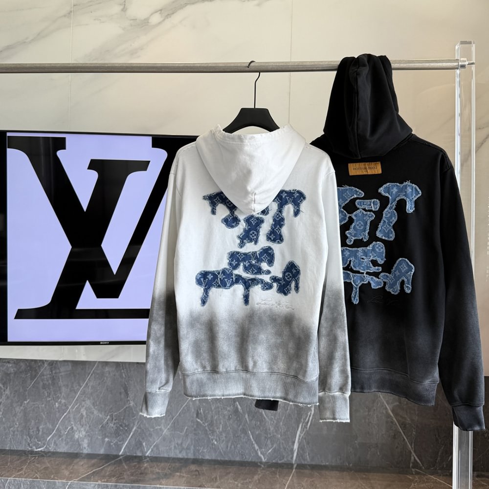 Patch Embroidery Tie-Dye Print Long Sleeve Hoodies