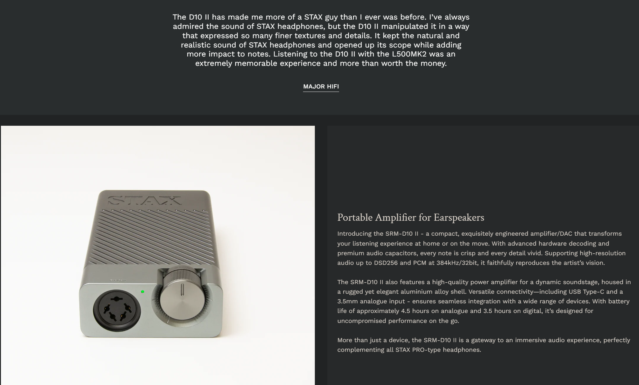 STAX SRM-D10 II Portable Dac for Electrostatic Headphones Brand New - GreshamTech