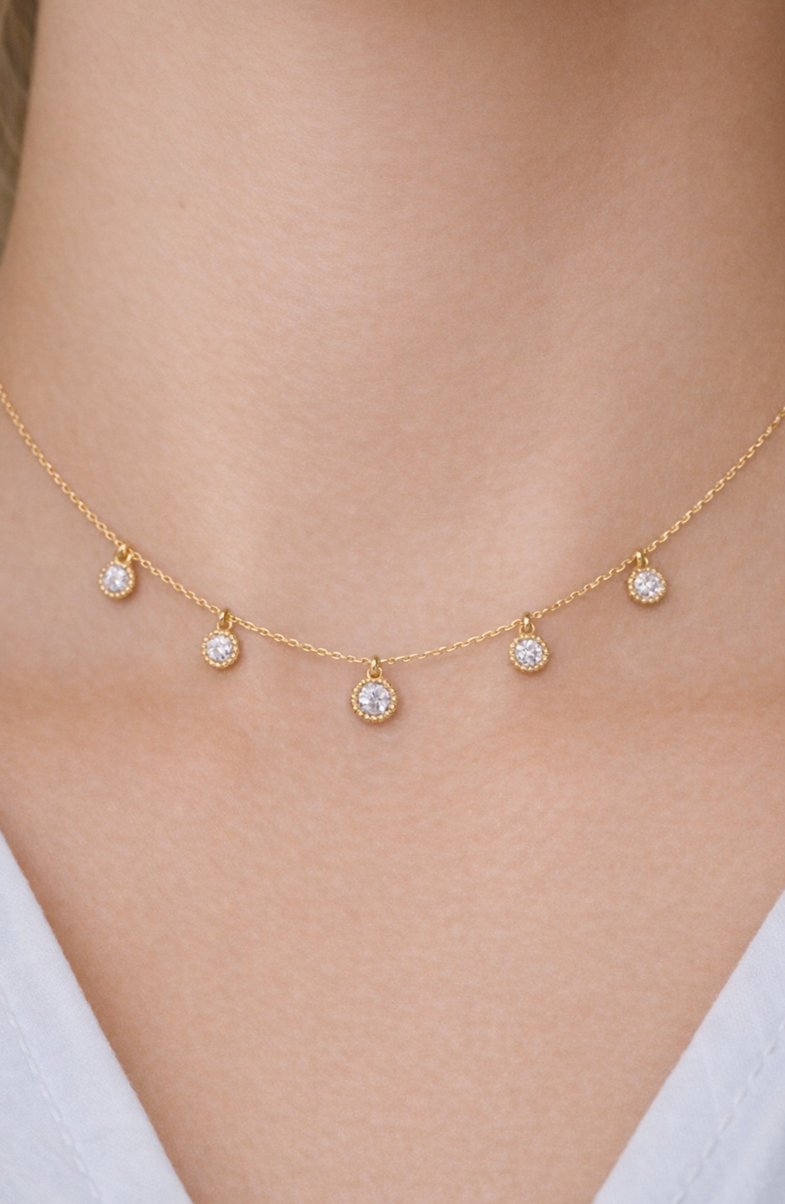 Argento Vivo Sterling Silver Cubic Zirconia Station Necklace