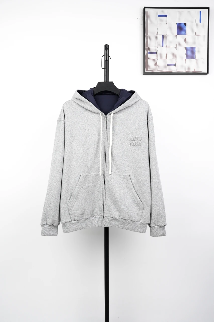 Miu Miu Grey Contrast Reversible Hooded Jacket product photo from LabelPicks