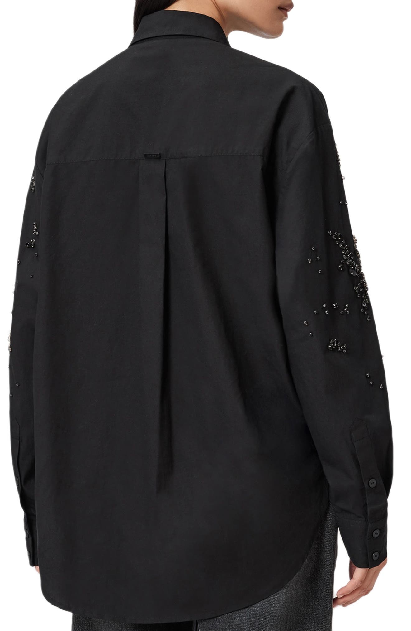 AllSaints Gemi Bead Detail Cotton Button-Up Shirt