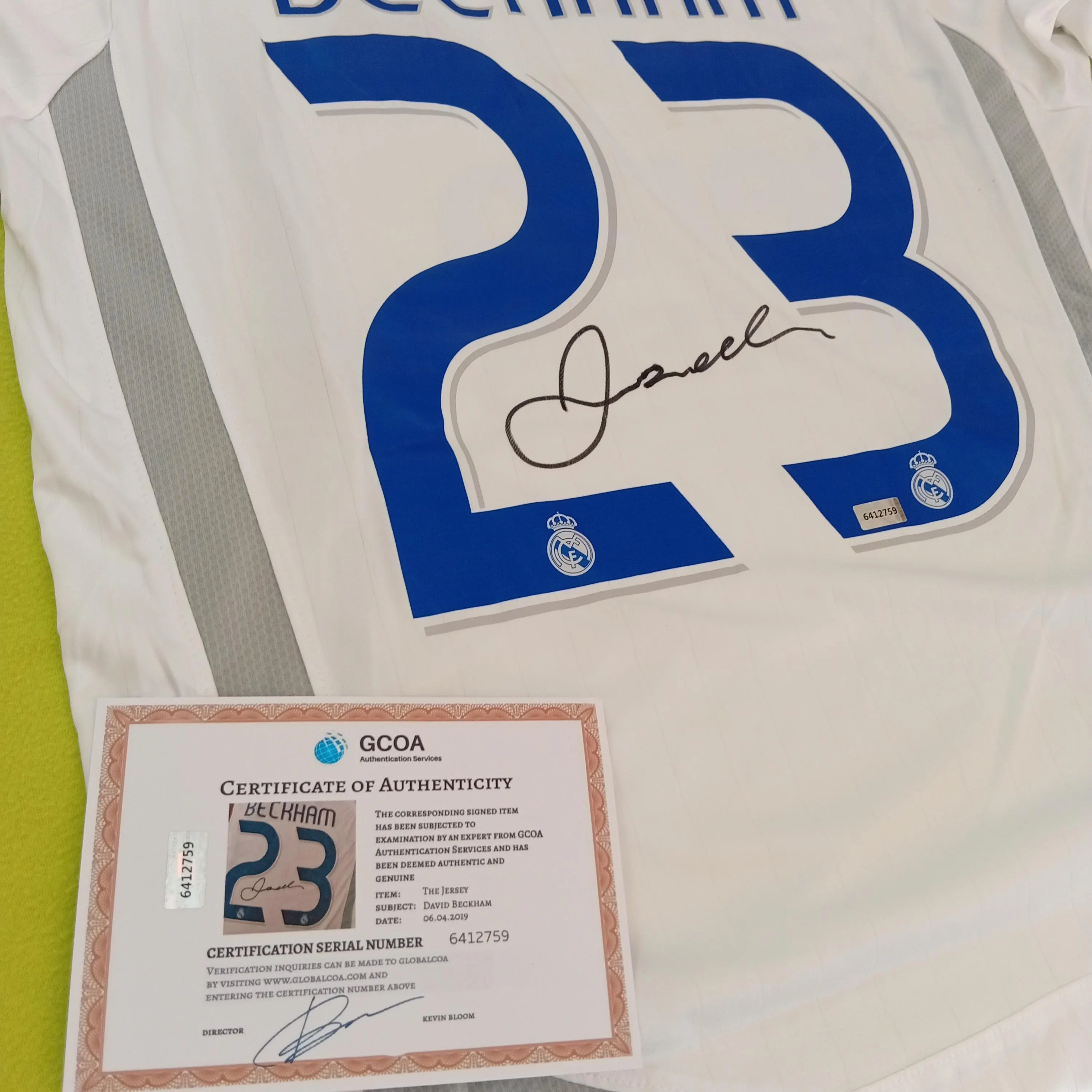 David Beckham Signed Autographed Real Madrid FC Football T-Shirt With COA