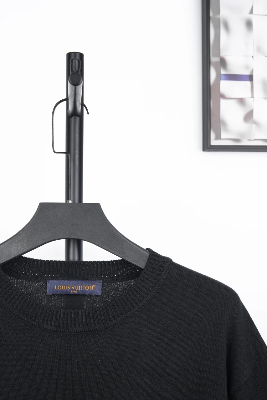 Louis Vuitton Black Pin Letter Embroidered Knit T-Shirt product photo from LabelPicks
