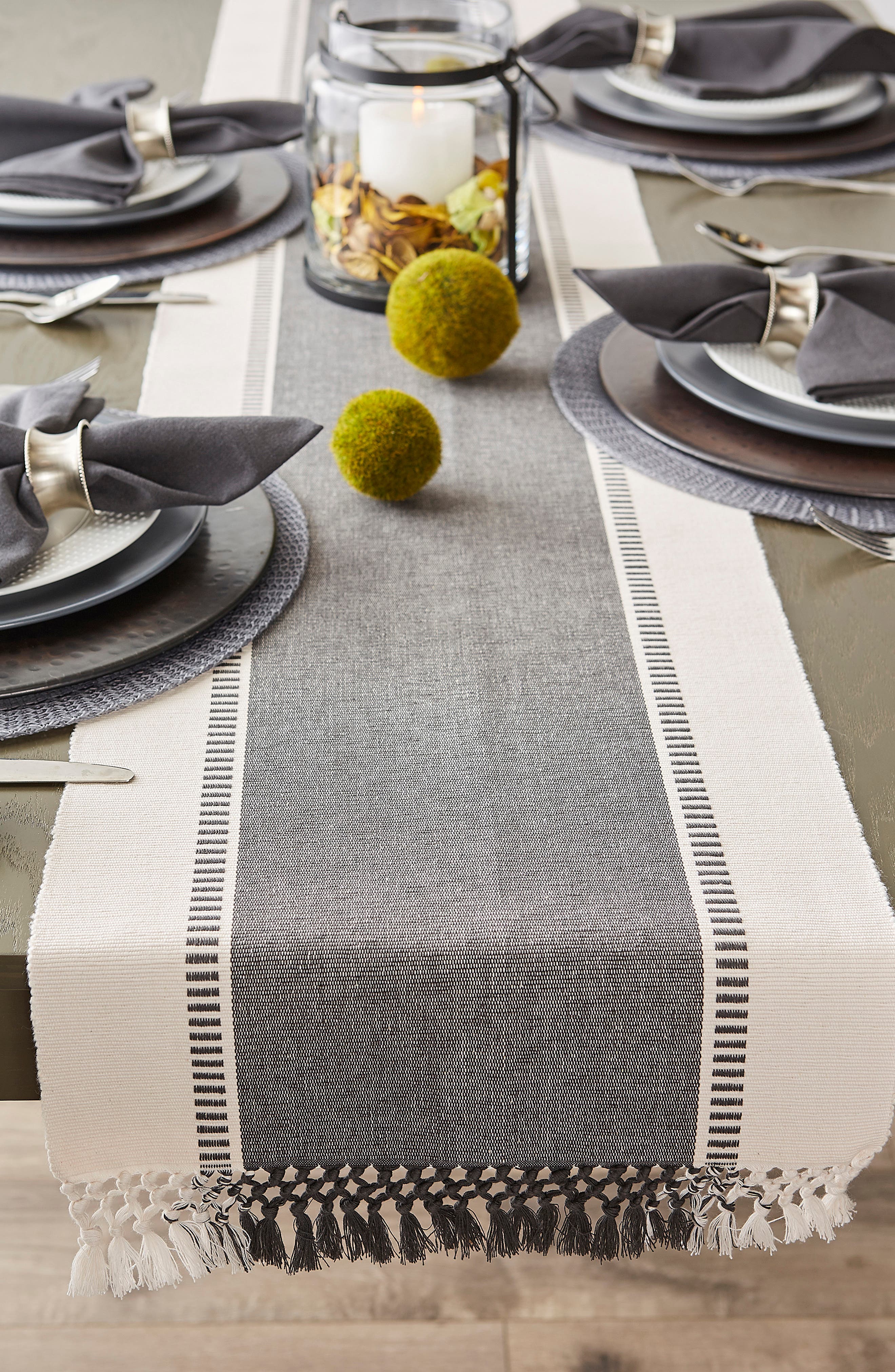 Design Imports French Blue Dobby Stripe Table Runner