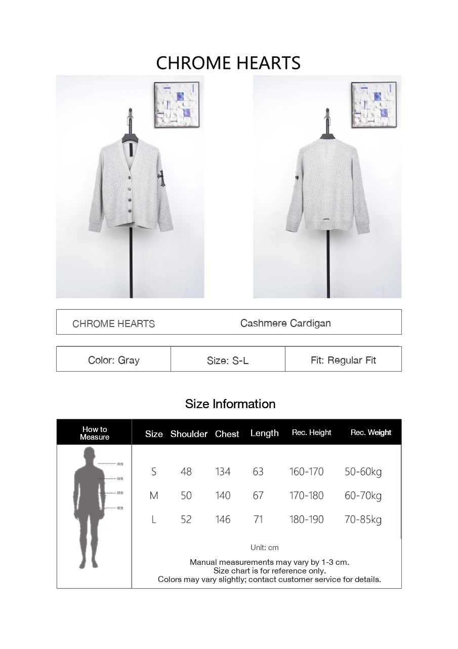 Chrome Hearts Grey Waffle Cashmere Blend Cardigan product photo from LabelPicks