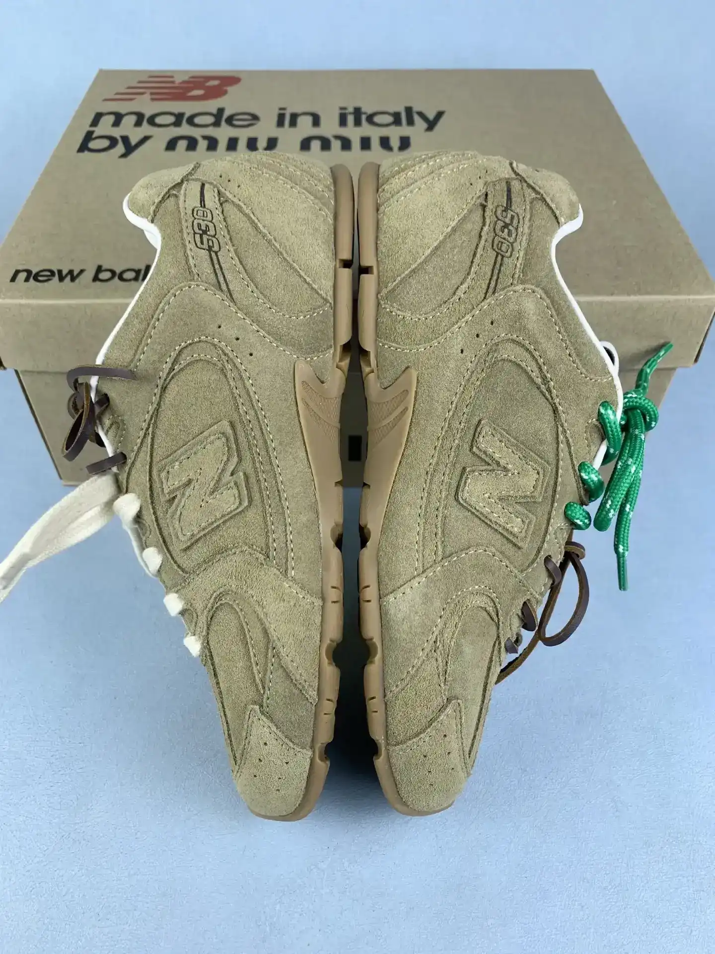 New Balance X Miu Miu 530 SL suede and mesh sneakers product photo from LabelPicks