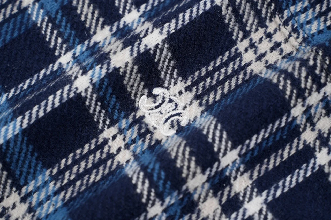 CELINE Blue White Plaid Triomphe Flannel Shirt product photo from LabelPicks
