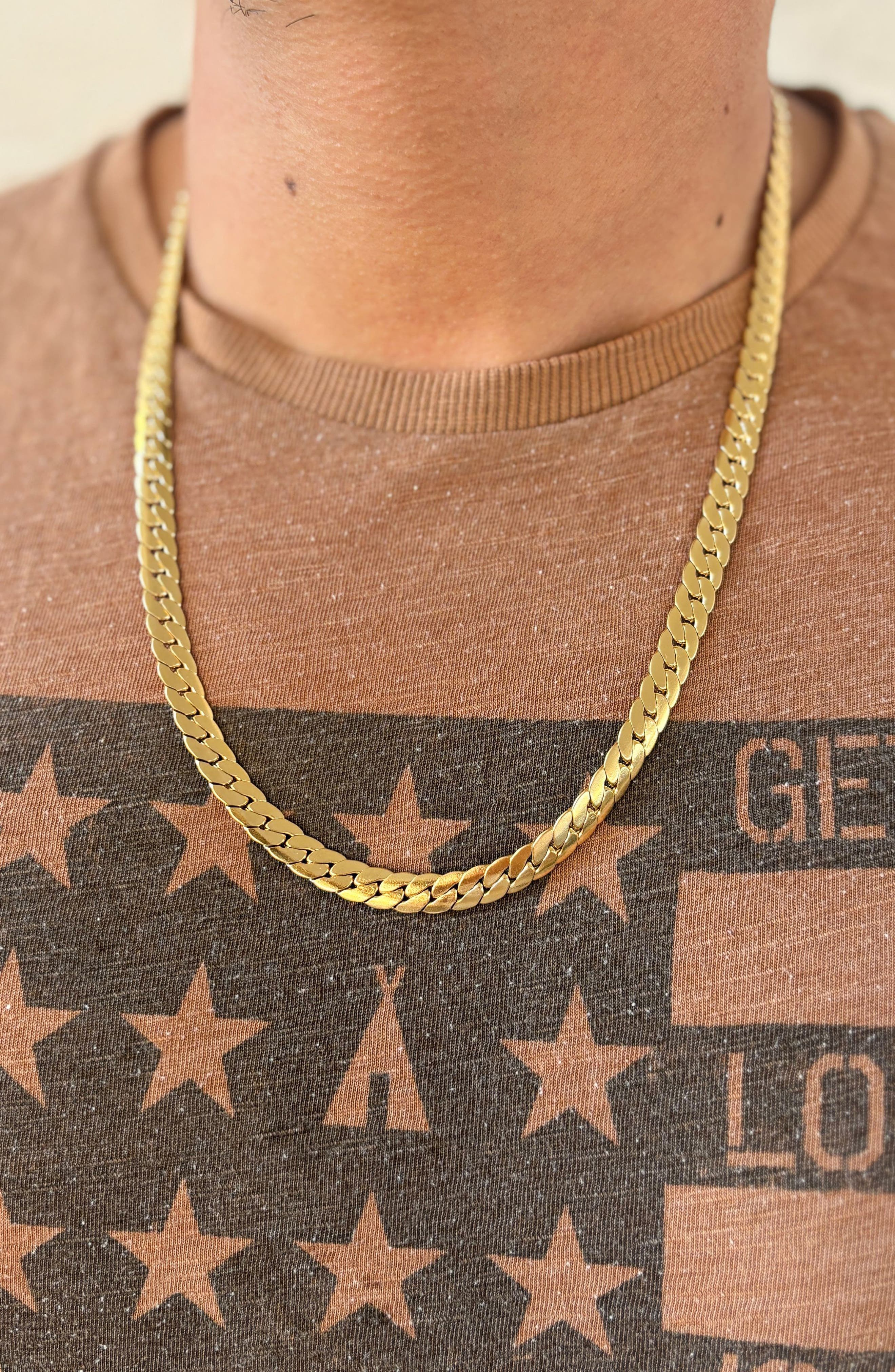 Adornia Men's 18K Gold Plated Stainless Steel Curb Chain Necklace