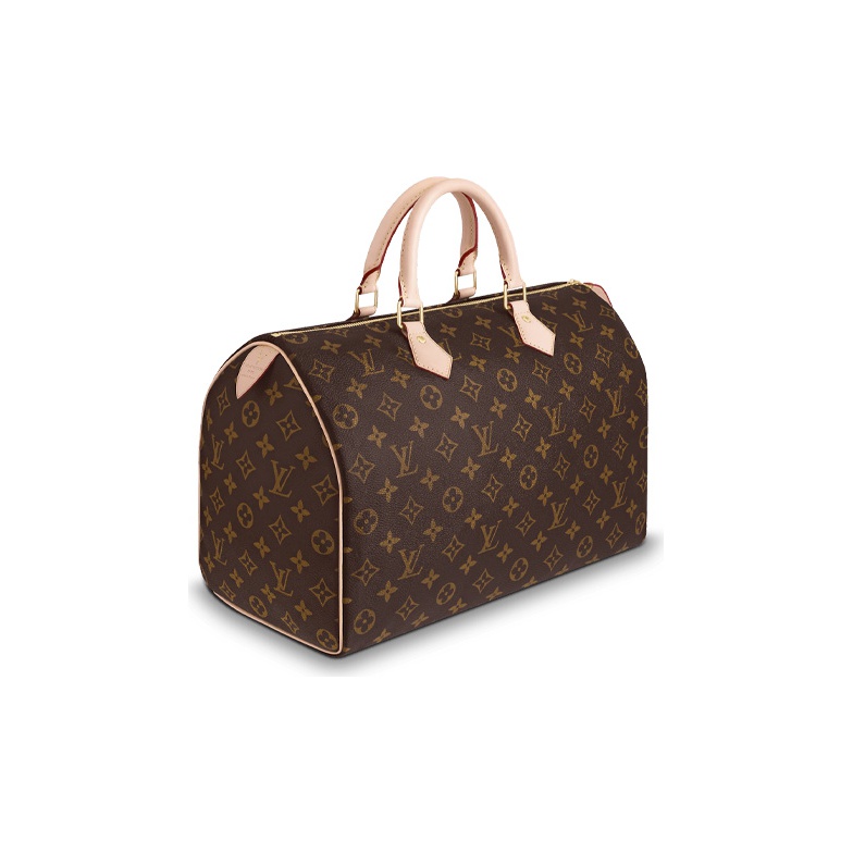 LOUIS VUITTON Speedy 35 Monogram Canvas, Zip Closure, Pillow-Shaped Handbag, Size 35, Women's Style, Brown
