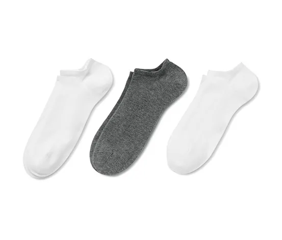 3 Paar Sneakersocken, weiß und grau
