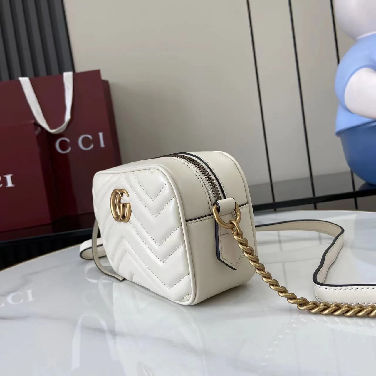 Gucci White Marmont GG Supreme Canvas Crossbody Bag product photo from LabelPicks