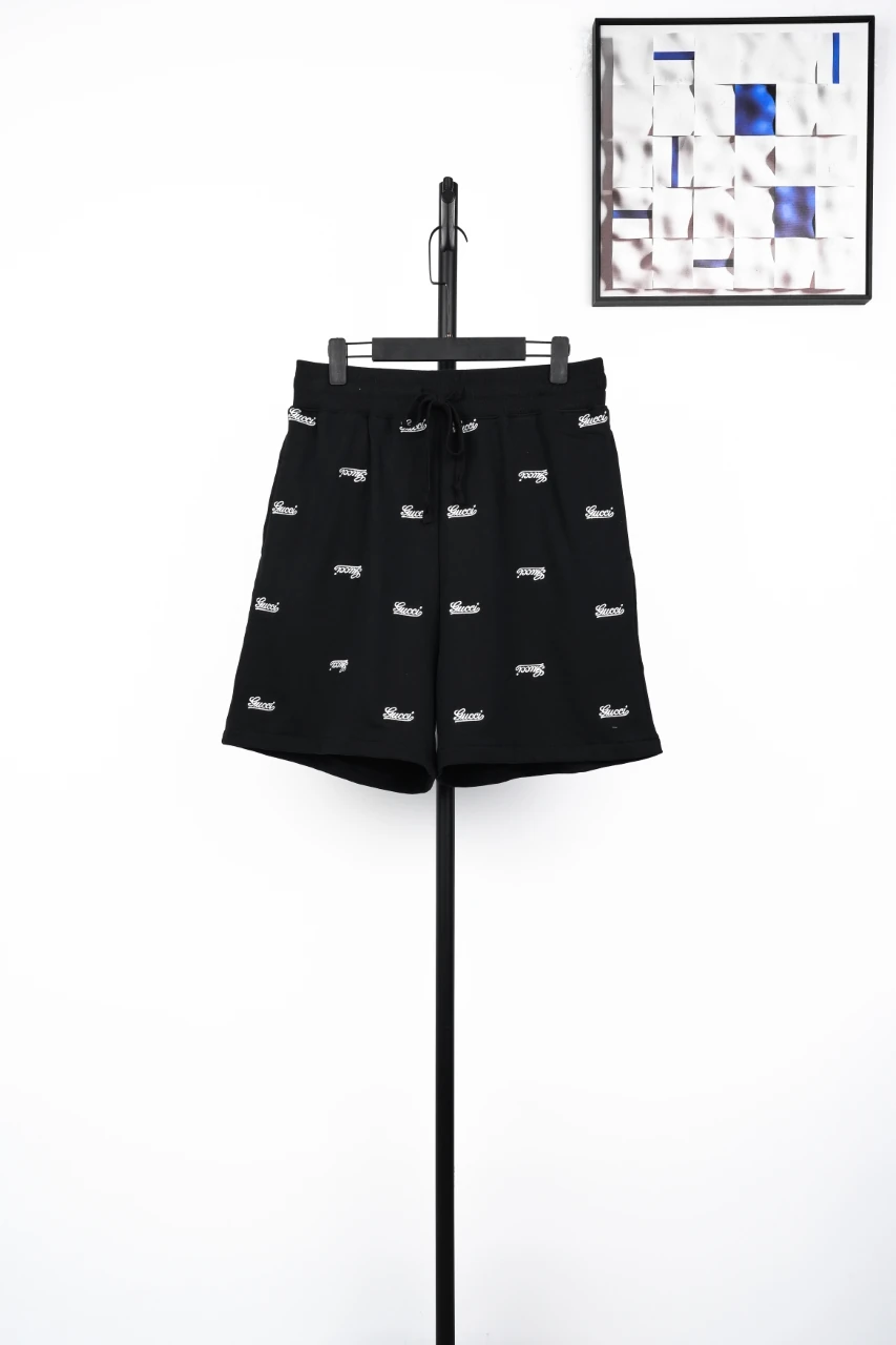 GUCCI Black Signature Letter Embroidered Shorts product photo from LabelPicks