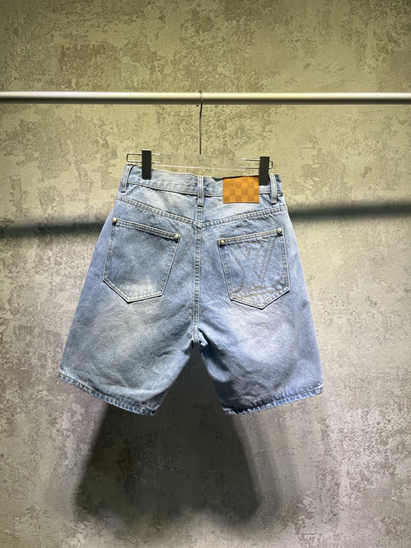 0227 letter embroidered denim shorts