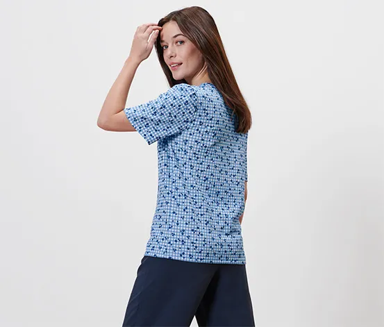 Blusenshirt mit Alloverprint, blau