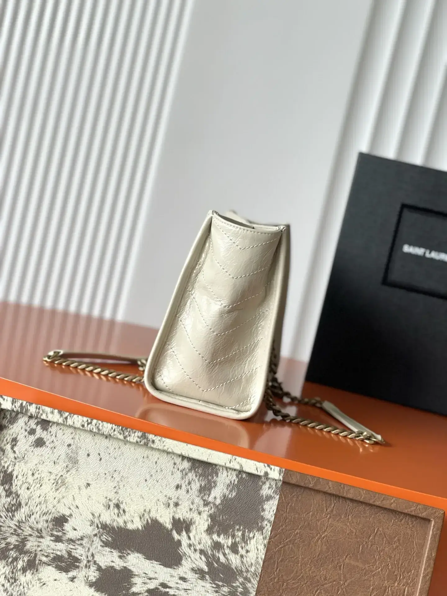 Saint Laurent White Niki Calfskin Tote Bag product photo from LabelPicks