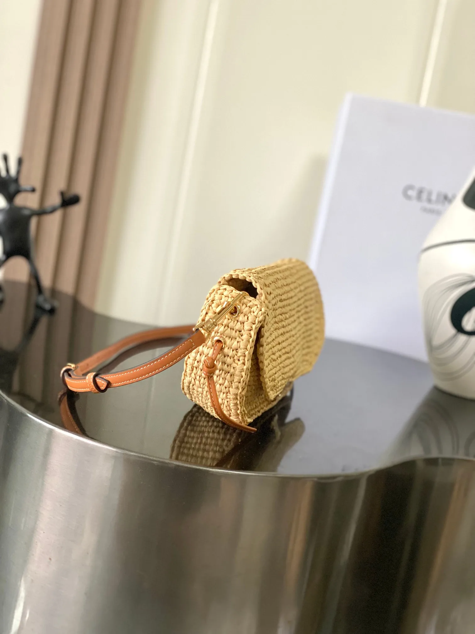 Celine Triomphe Straw Woven Crossbody Bag product photo from LabelPicks
