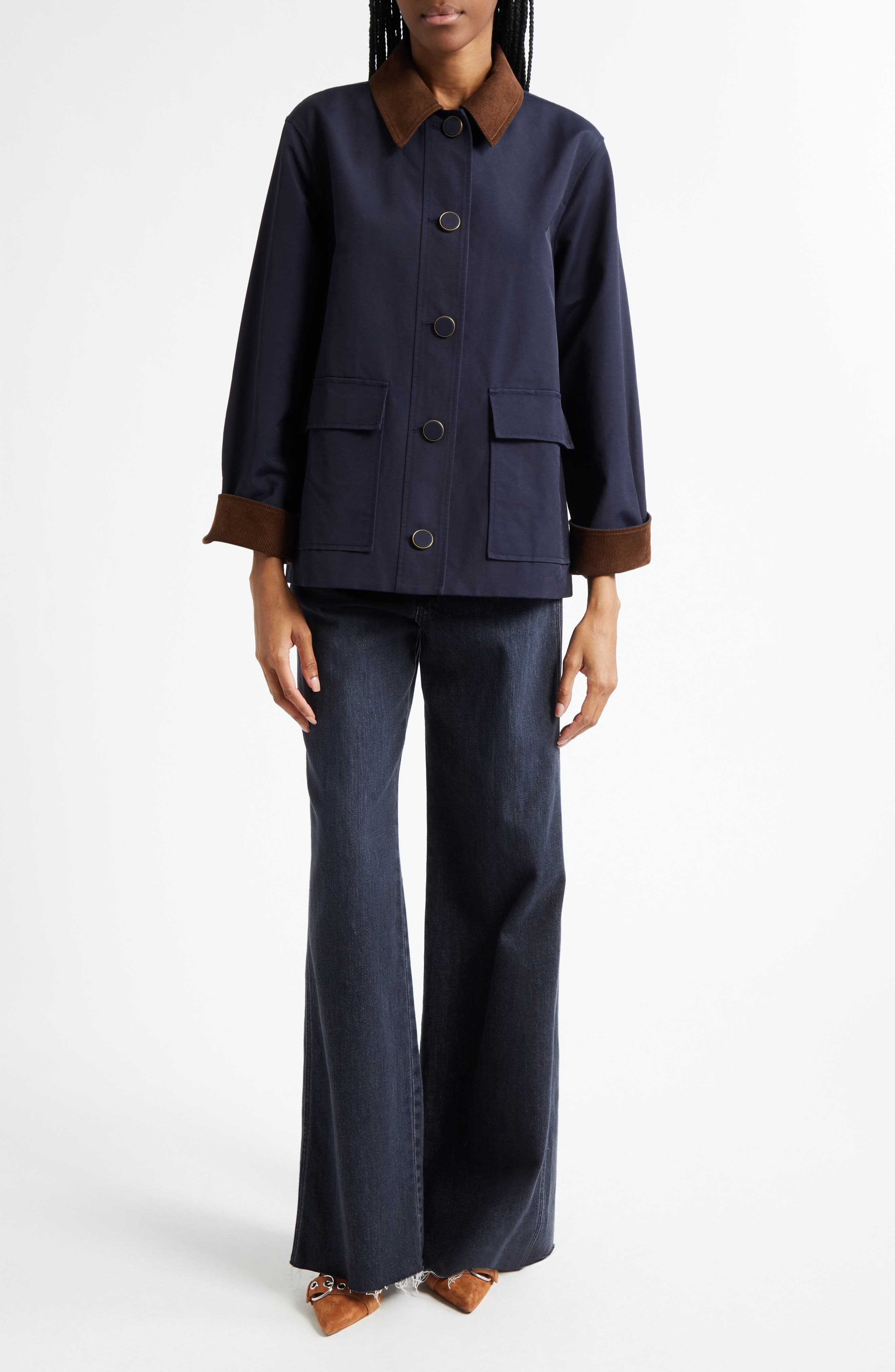 Veronica Beard Kasey Raw Hem Mid Rise Wide Leg Jeans