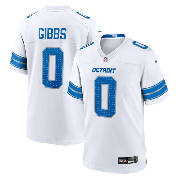 Jahmyr Gibbs Detroit Lions Nike Game Player Jersey - White/Blue/Black