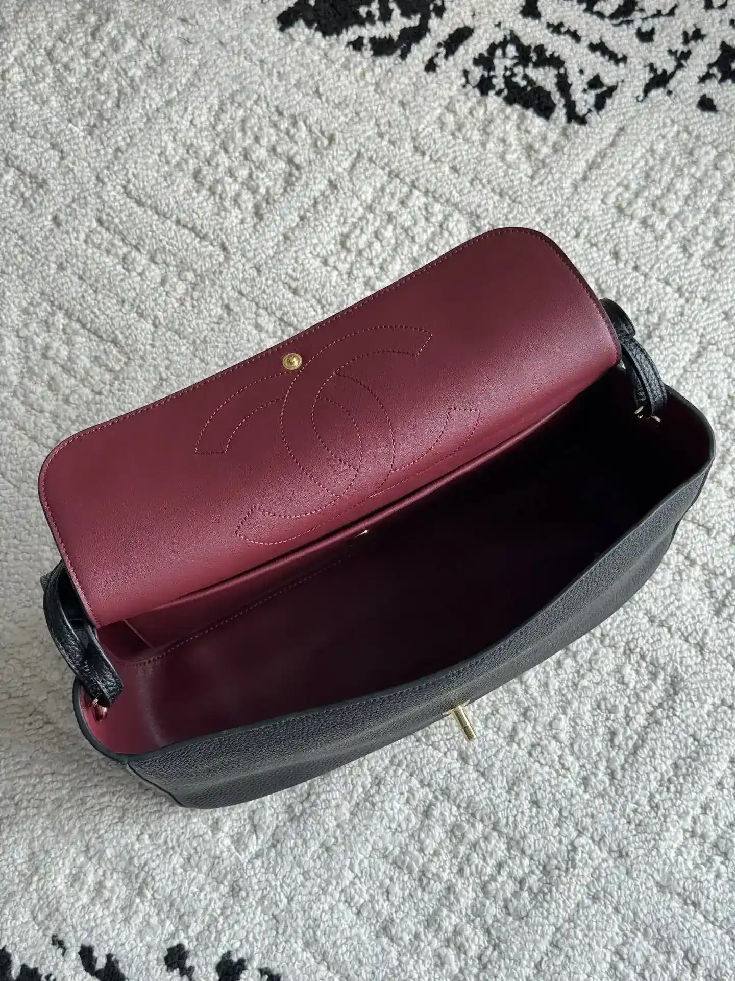 Chanel Burgundy Classic Flap Grained Leather Shoulder Bag product photo from LabelPicks