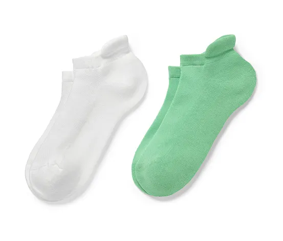 2 Paar Sport-Sneakersocken, weiß/grün