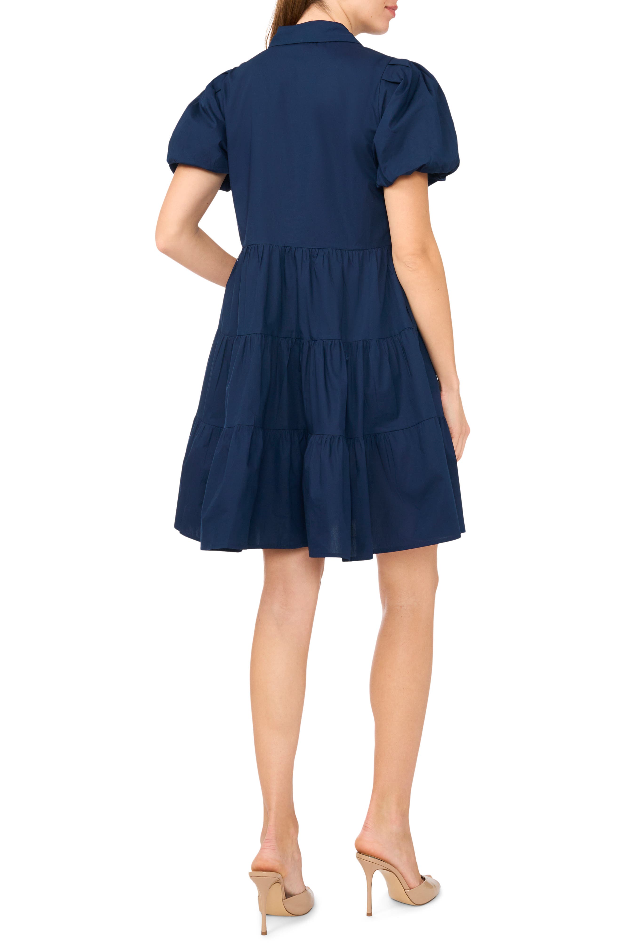 Halogen® Tiered Puff Sleeve Shirtdress