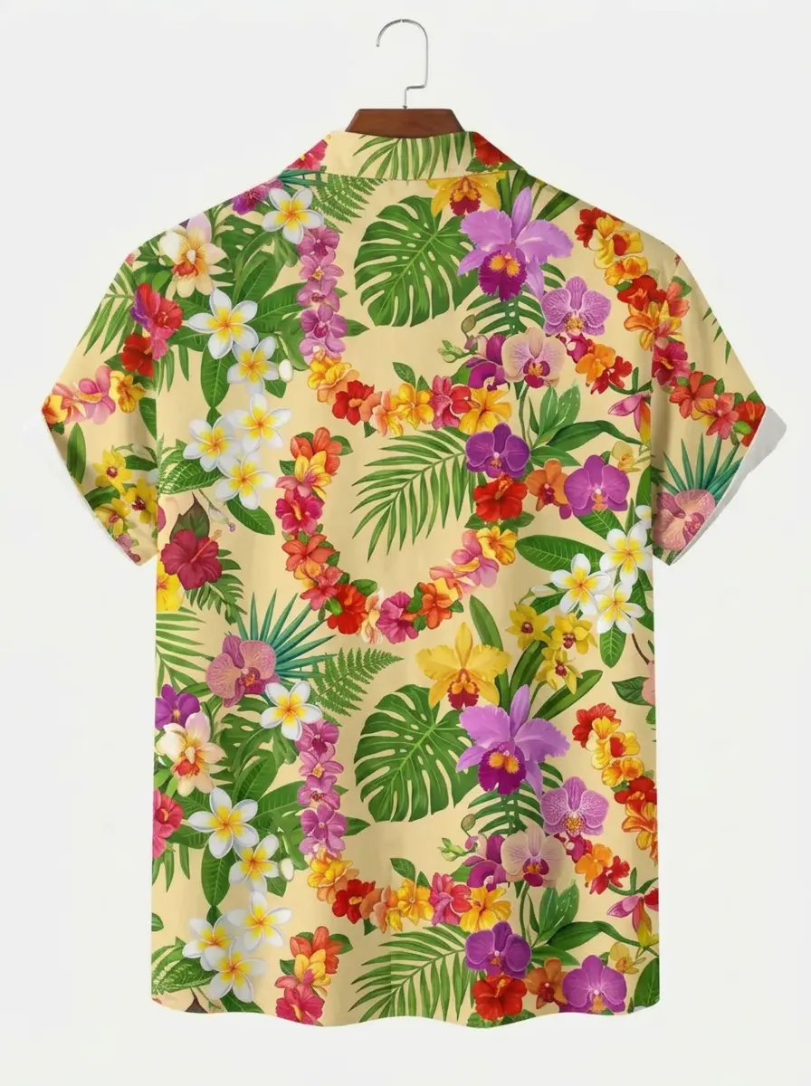 Men's printed shirts Tropical Orchid Floral Aloha Shirt