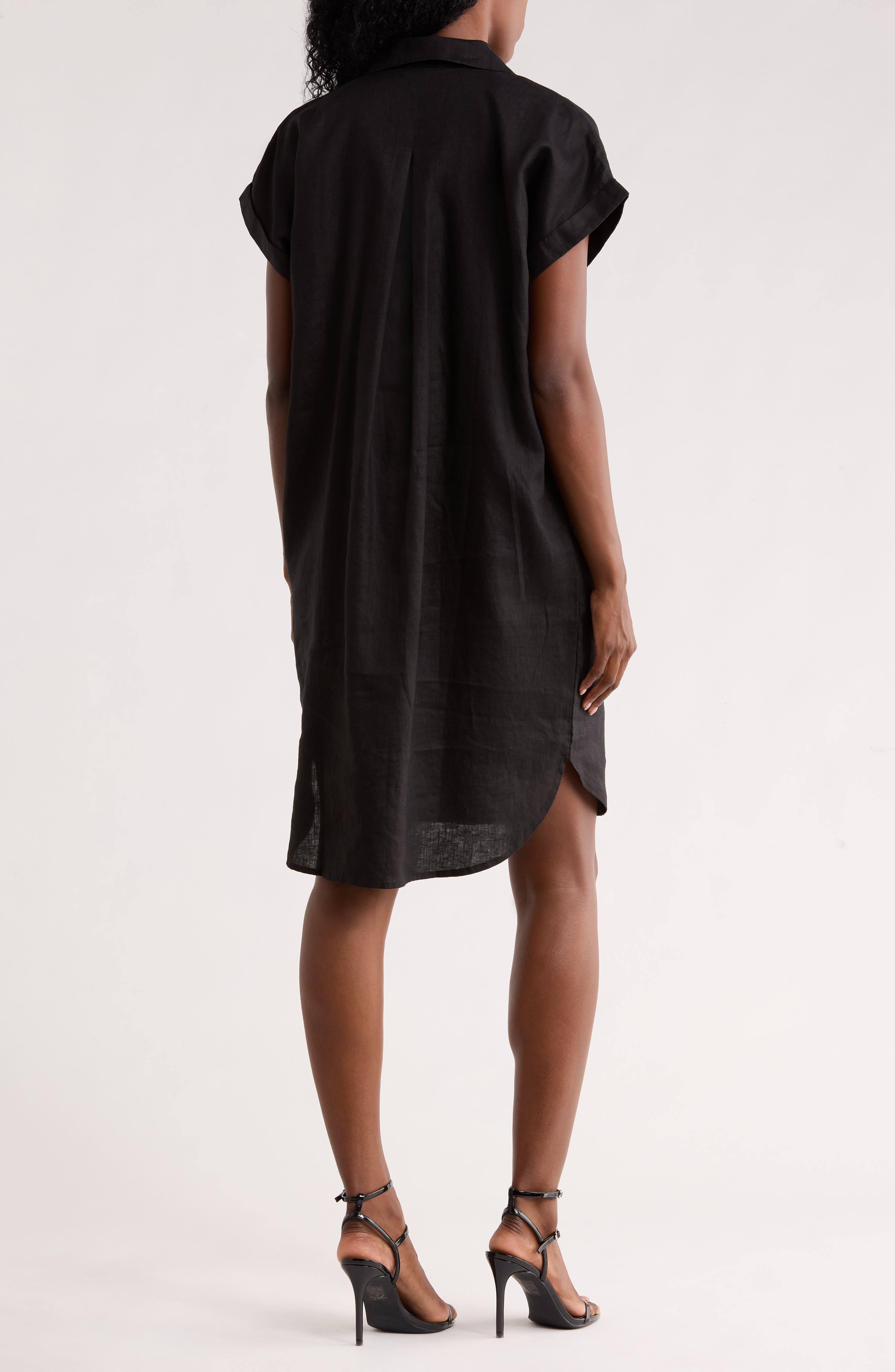 Eileen Fisher Notch Collar Linen Shirt Dress
