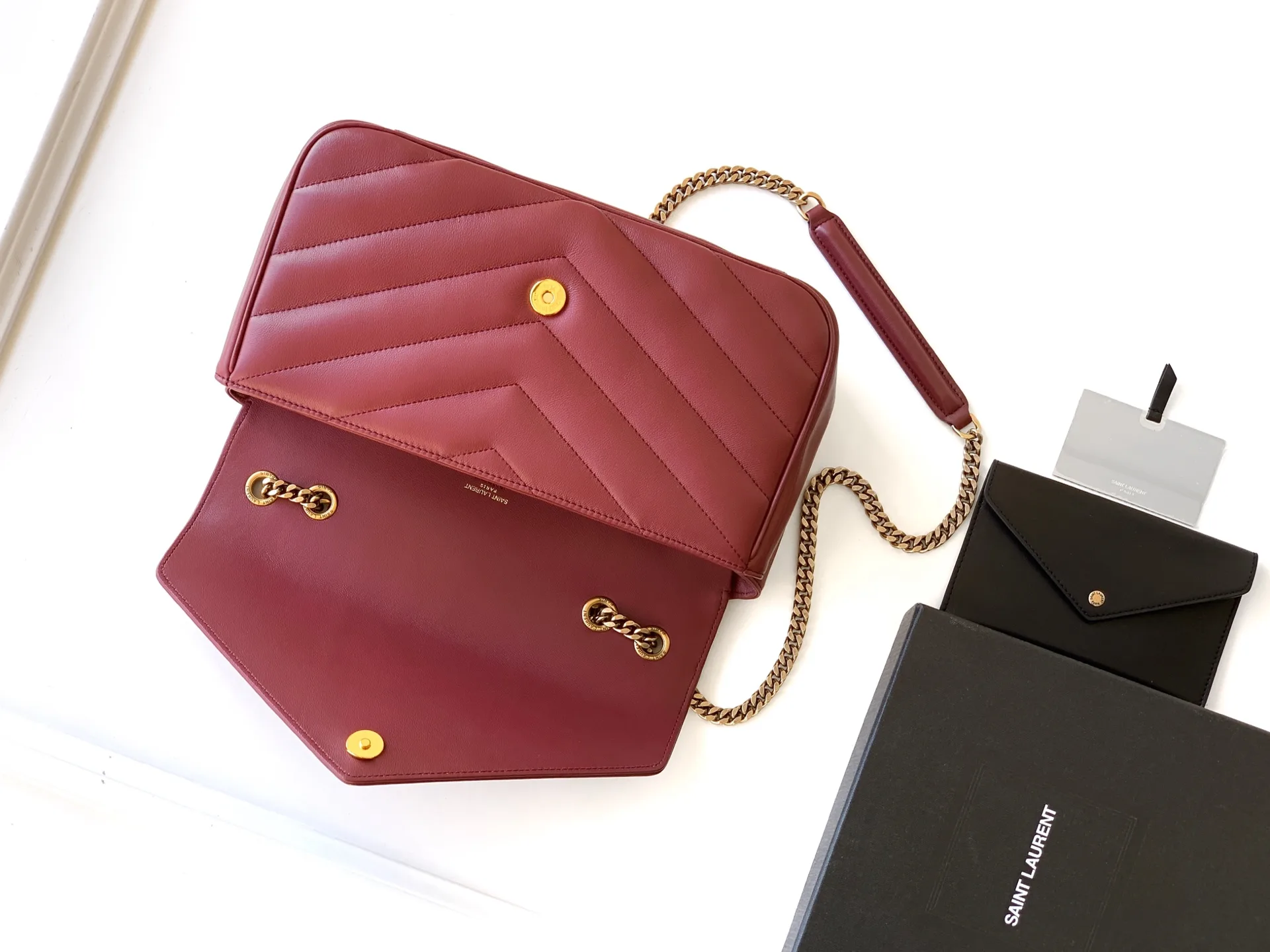 Saint Laurent Loulou Burgundy Lambskin Shoulder Bag product photo from LabelPicks