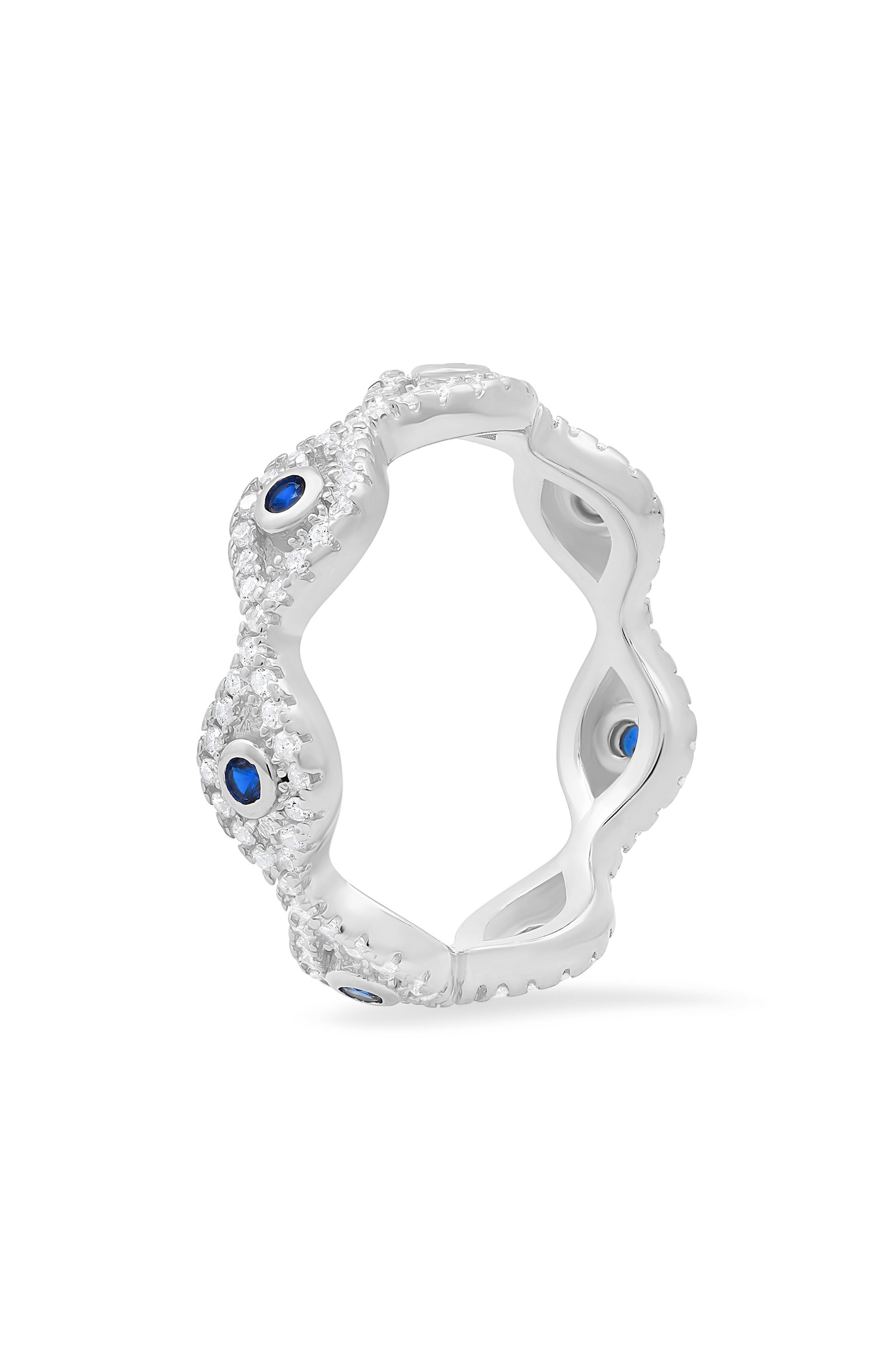 Queen Jewels Sterling Silver Evil Eye Eternity Band Ring