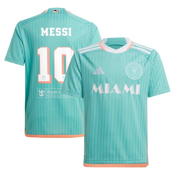 Lionel Messi Inter Miami CF adidas Youth 2024 Archive Replica Player Jersey - Aqua
